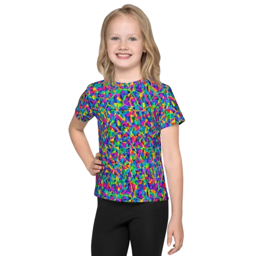 Neon Kaleidoscope on a Kids Crew Neck T-Shirt