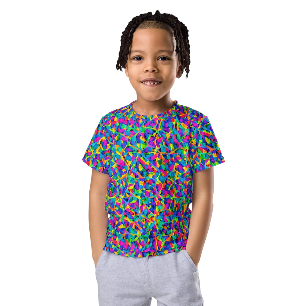 Neon Kaleidoscope on Kids Crew Neck T-Shirt — Front