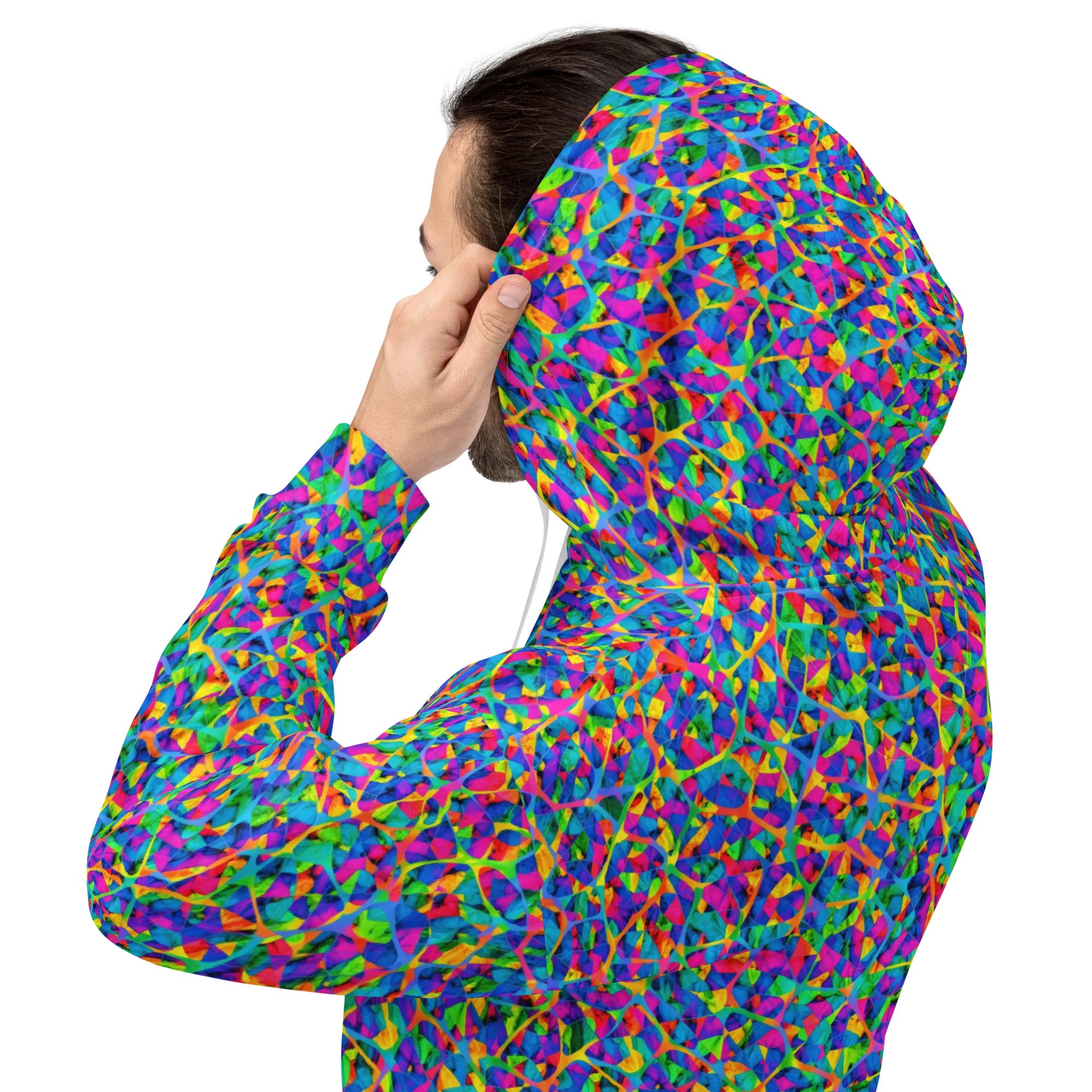 Neon Kaleidoscope on Hoodie — Back
