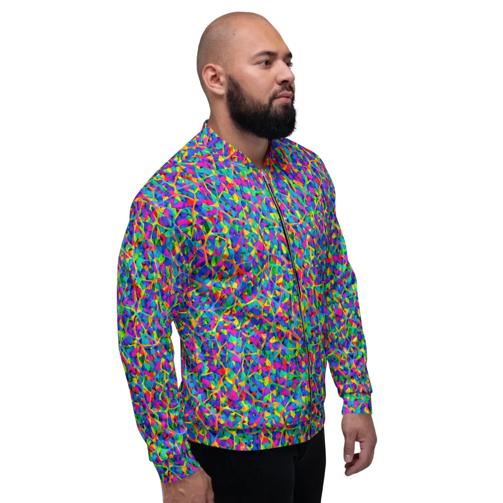 Neon Kaleidoscope on Bomber Jacket — Right