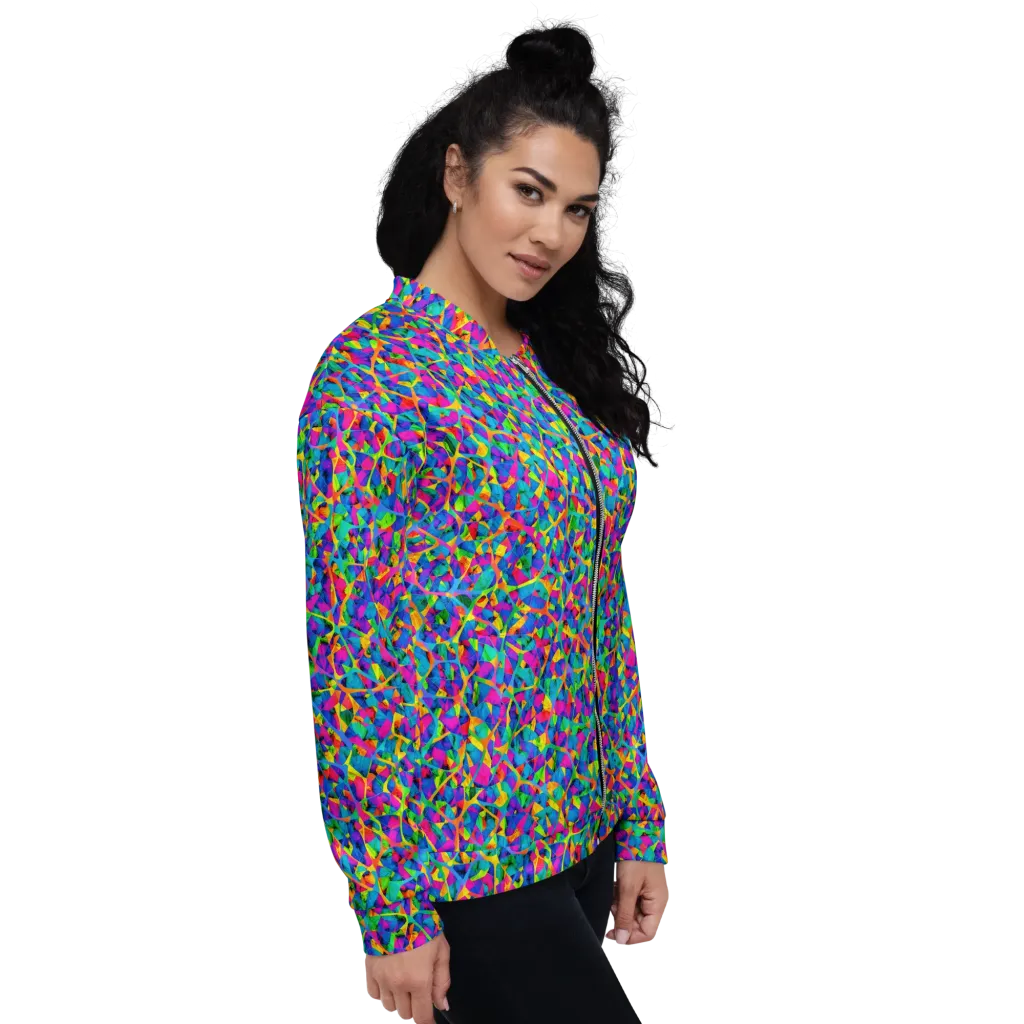 Neon Kaleidoscope on Bomber Jacket — Right