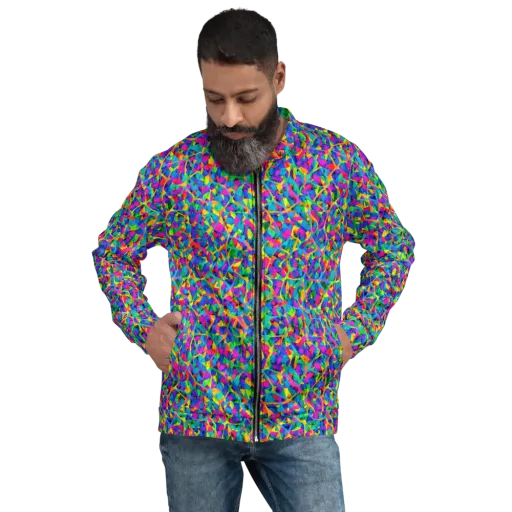 Neon Kaleidoscope on a Bomber Jacket