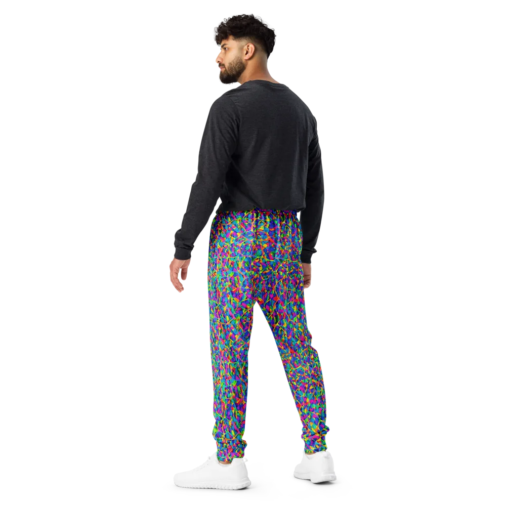 Neon Kaleidoscope on Men's Joggers — Back