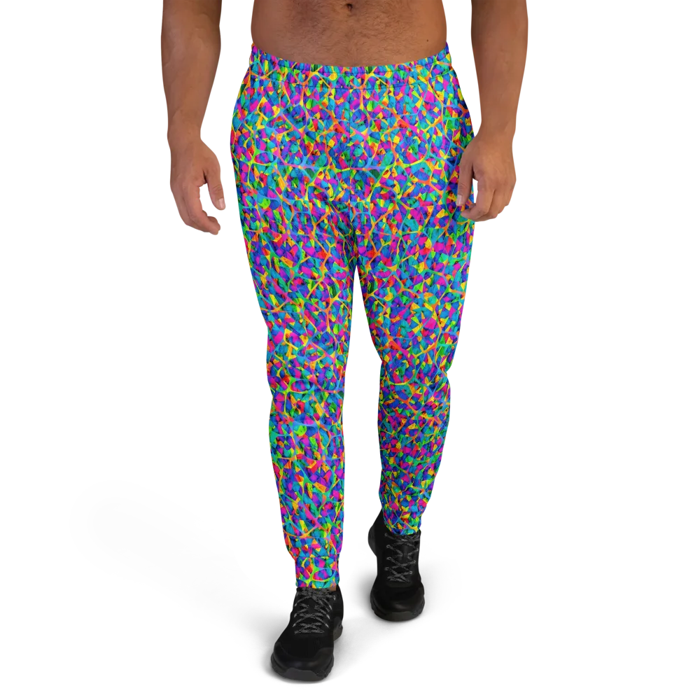 Neon Kaleidoscope on Men's Joggers — Front