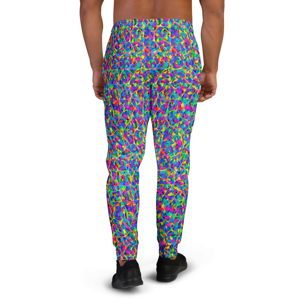 Neon Kaleidoscope on Men's Joggers — Back
