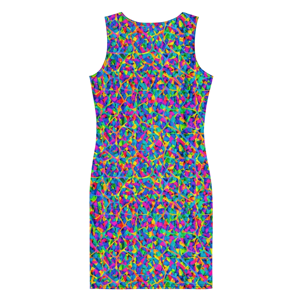 Neon Kaleidoscope on Bodycon Dress — Back