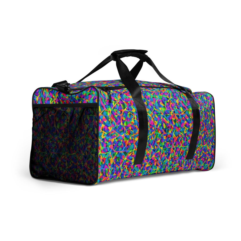 Neon Kaleidoscope on Duffle Bag — Right Front