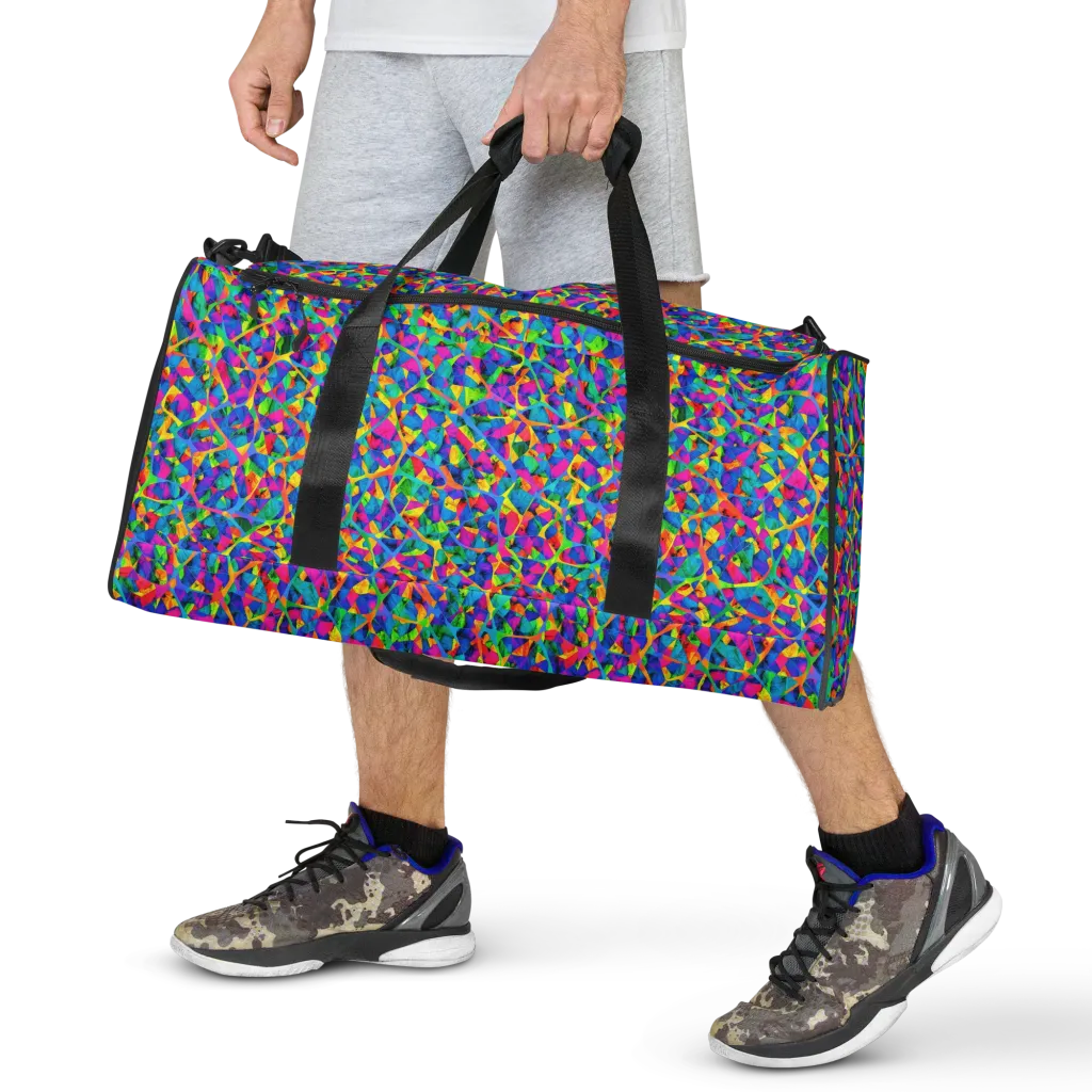 Neon Kaleidoscope on Duffle Bag — Front
