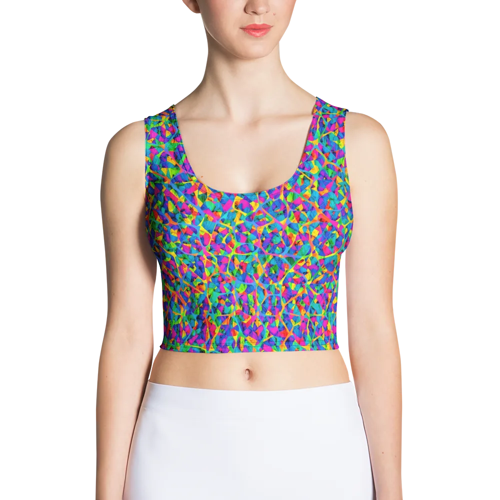 Neon Kaleidoscope on Crop Top — Front