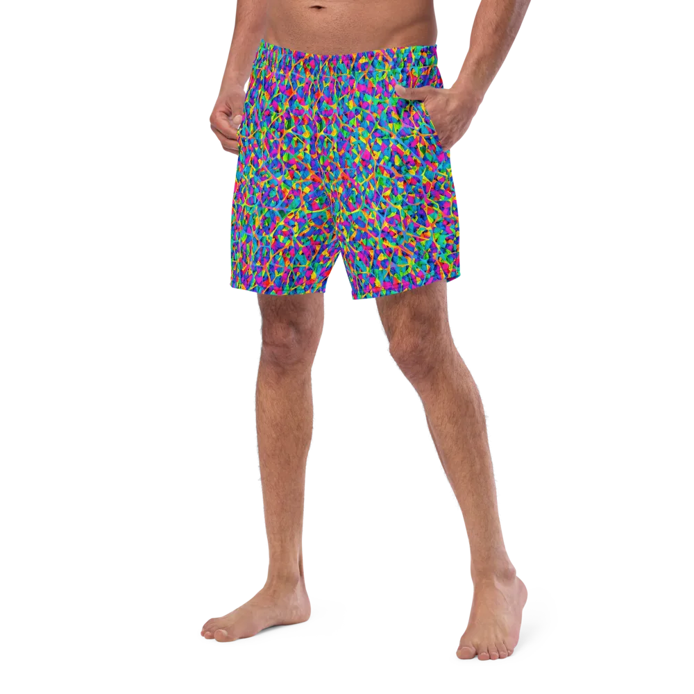 Neon Kaleidoscope on Swim Trunks — Left Front