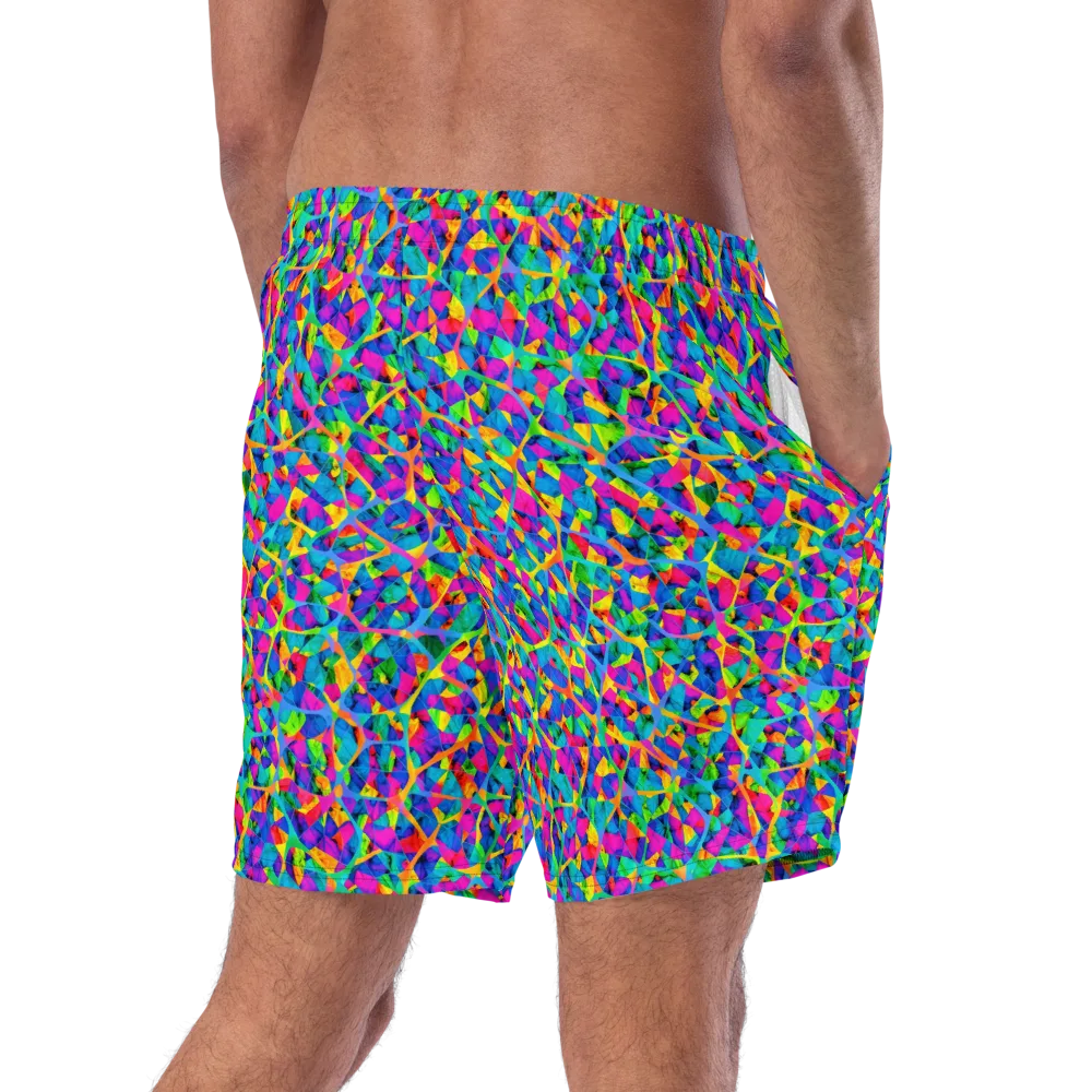 Neon Kaleidoscope on Swim Trunks — Right Back