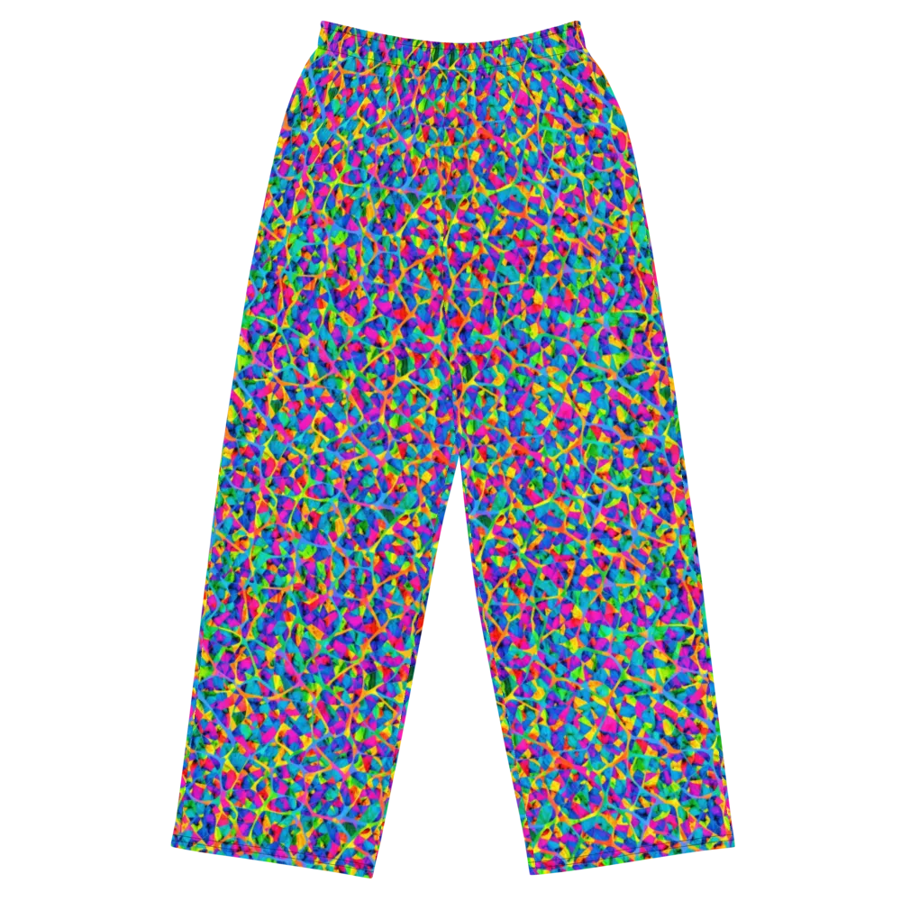 Neon Kaleidoscope on Wide-Leg Pants — Front