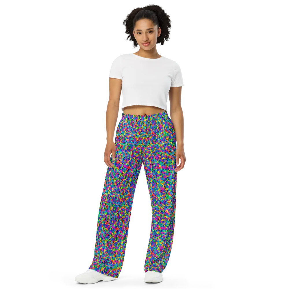 Neon Kaleidoscope on Wide-Leg Pants — Front