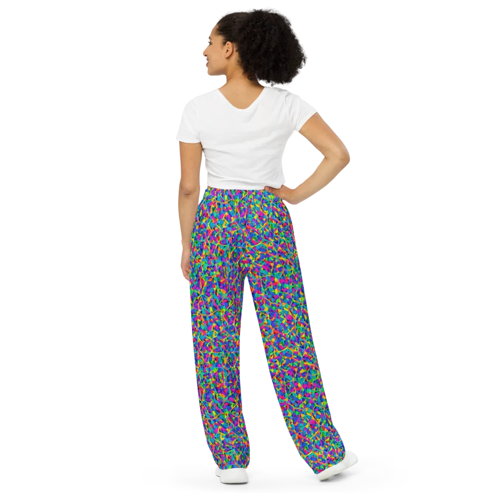 Neon Kaleidoscope on Wide-Leg Pants — Back