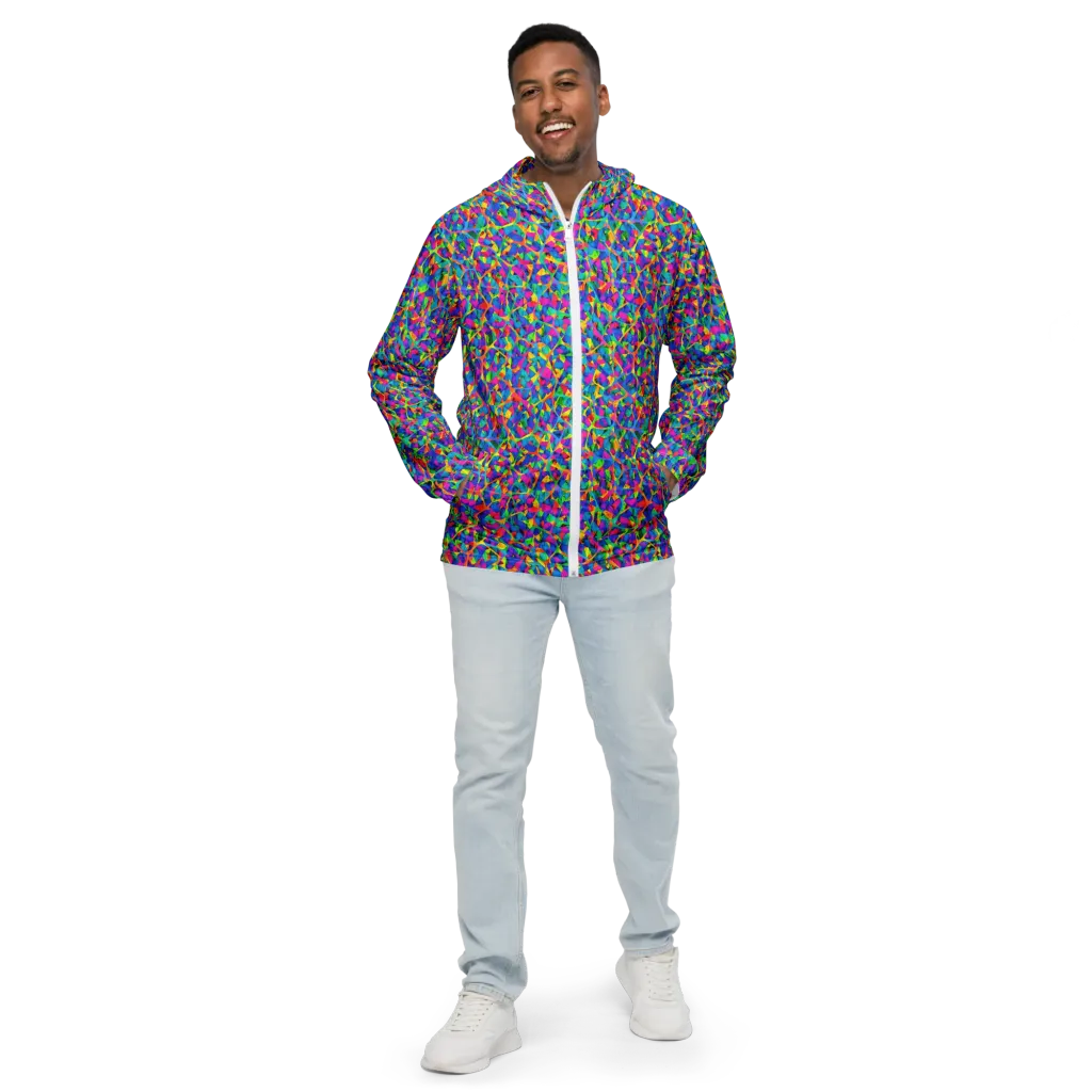 Neon Kaleidoscope on Men's Windbreaker — Front