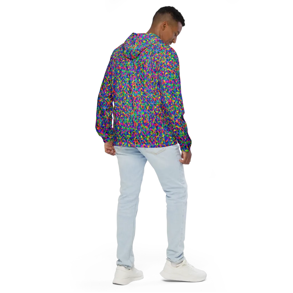 Neon Kaleidoscope on Men's Windbreaker — Back