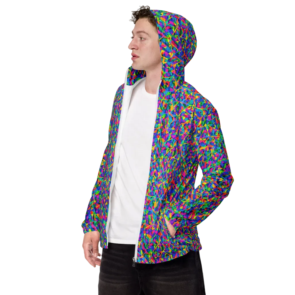 Neon Kaleidoscope on Men's Windbreaker — Left Front