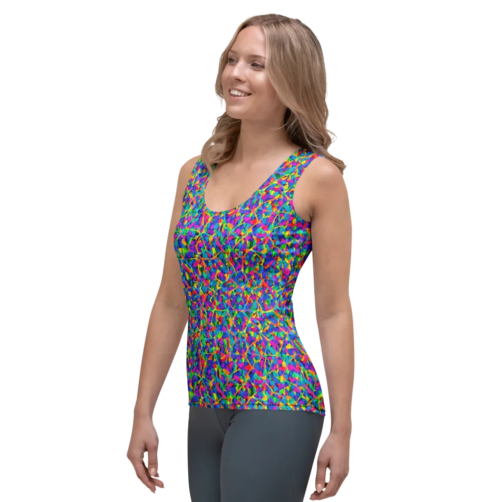 Neon Kaleidoscope on Women's Tank Top — Left Front