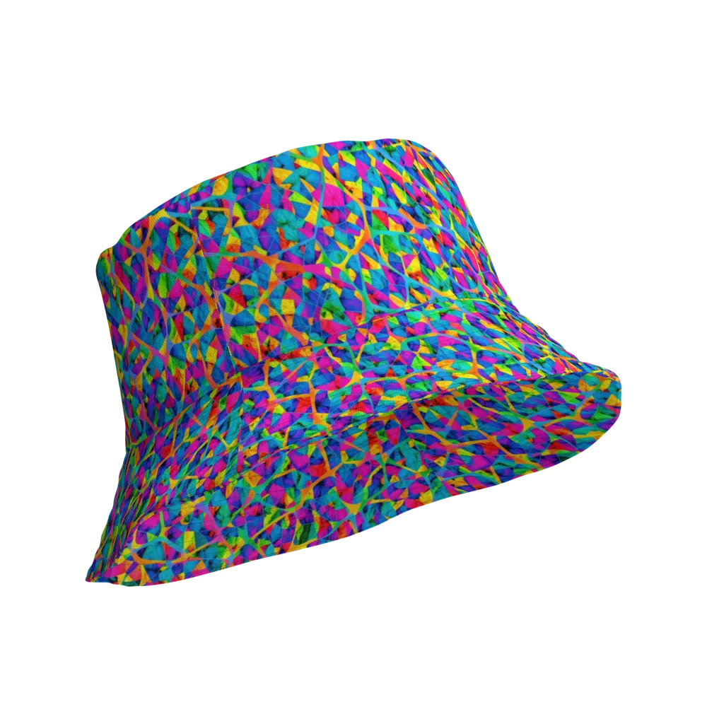 Neon Kaleidoscope on Reversible Bucket Hat — Product details Outside