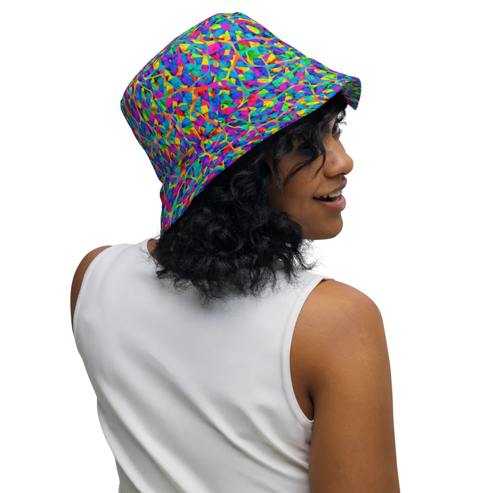 Neon Kaleidoscope on Reversible Bucket Hat — Right Outside