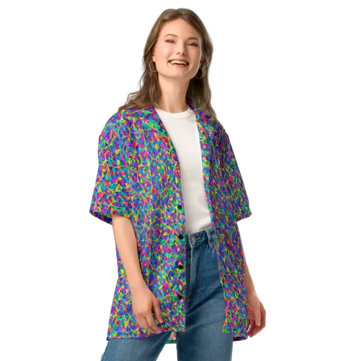 Neon Kaleidoscope on a Button Shirt