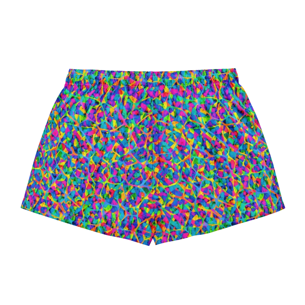 Neon Kaleidoscope on Women's Pajama Shorts — Back