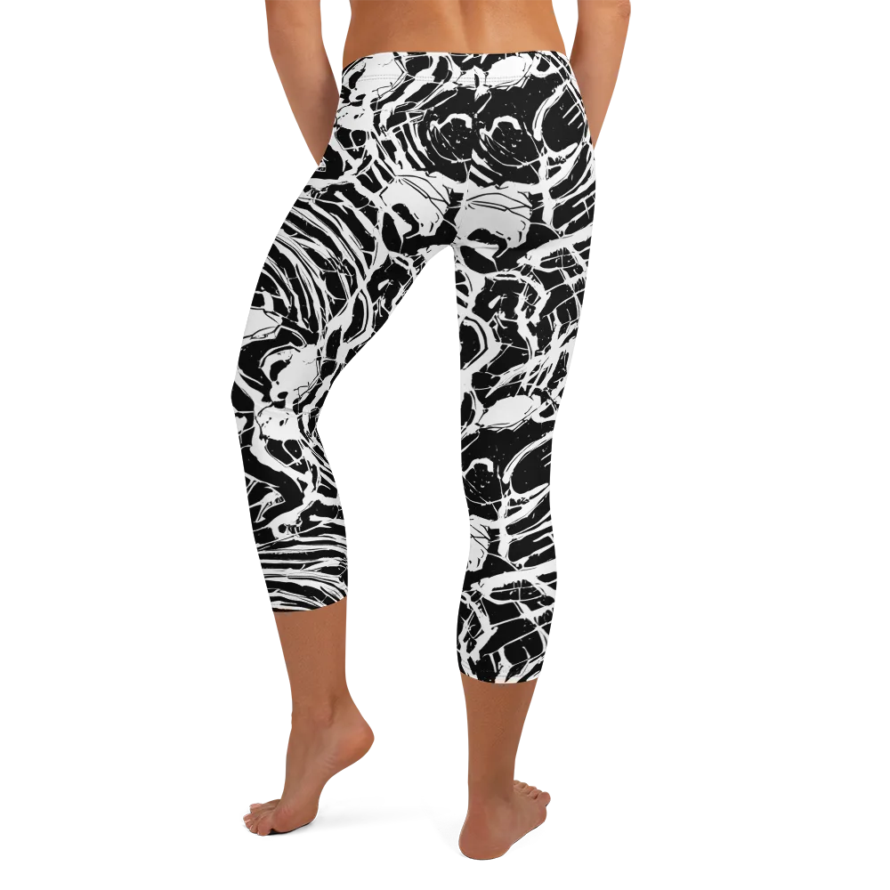 Ink Torrent on Capri Leggings — Back