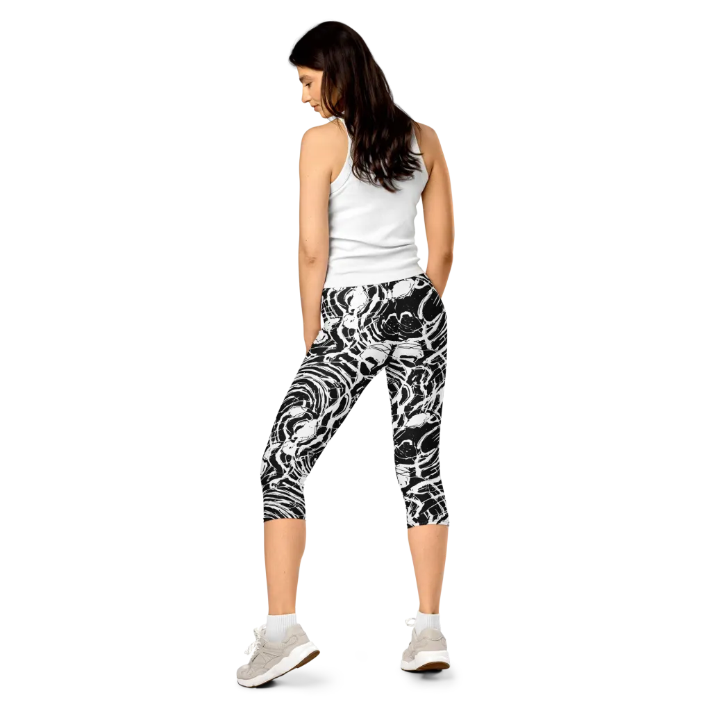 Ink Torrent on Capri Leggings — Back