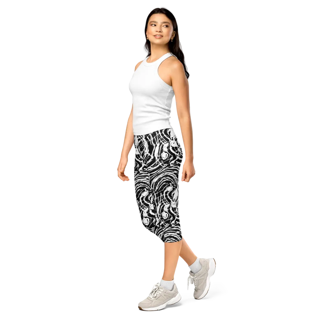 Ink Torrent on Capri Leggings — Left Front
