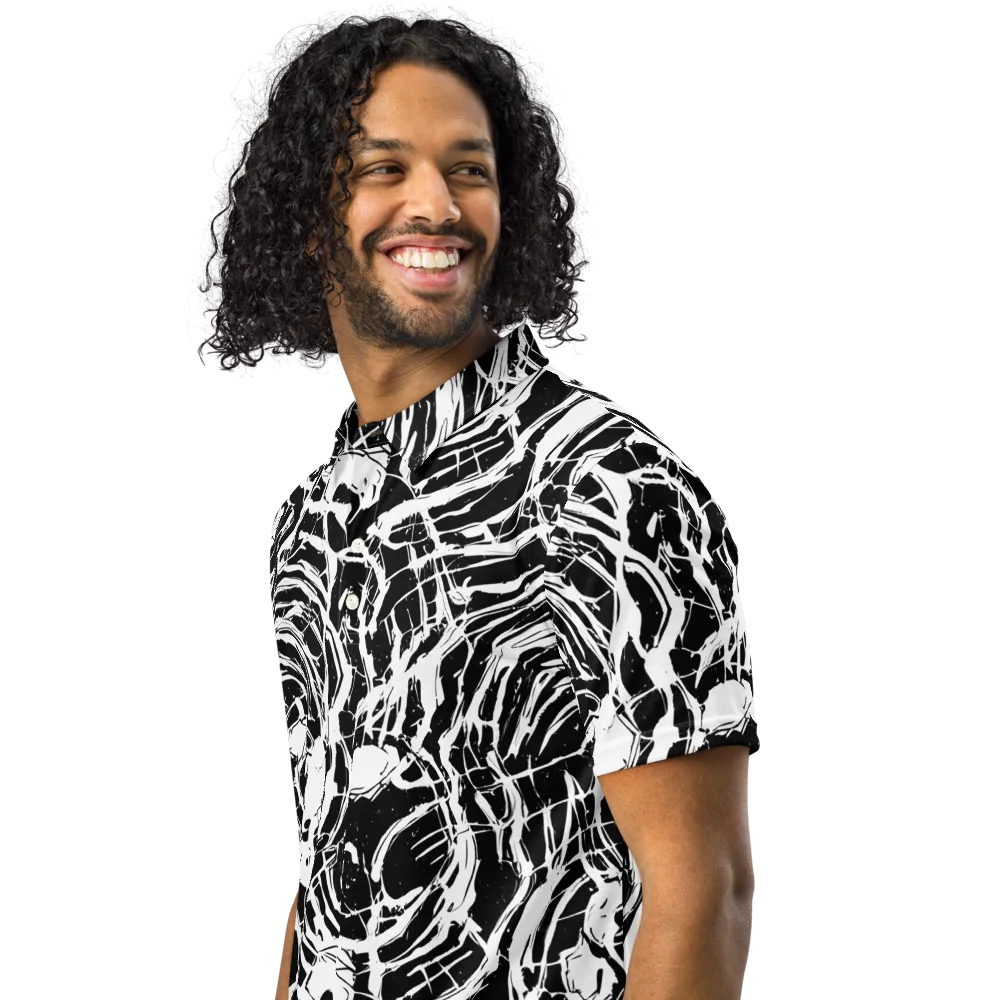 Ink Torrent on Men's Slim Fit Polo Shirt — Left Front