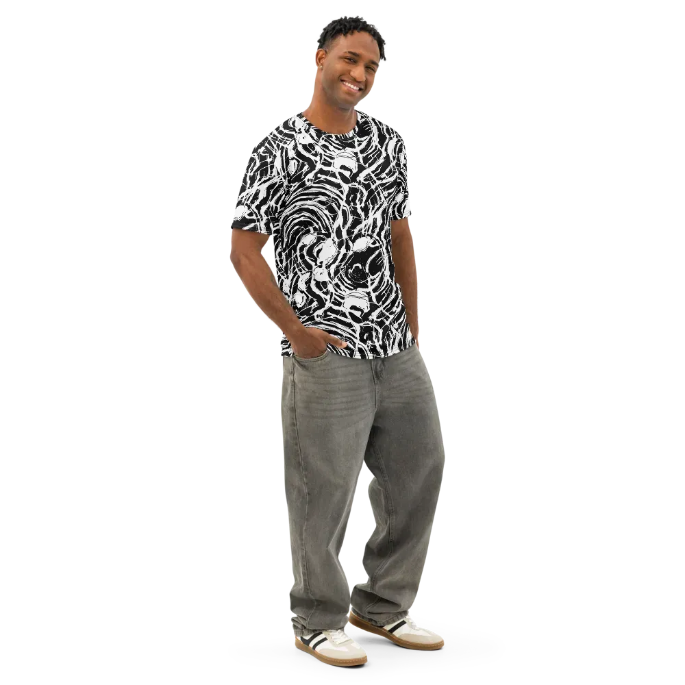 Ink Torrent on Men's Cotton Crew Neck T-Shirt — Right Front