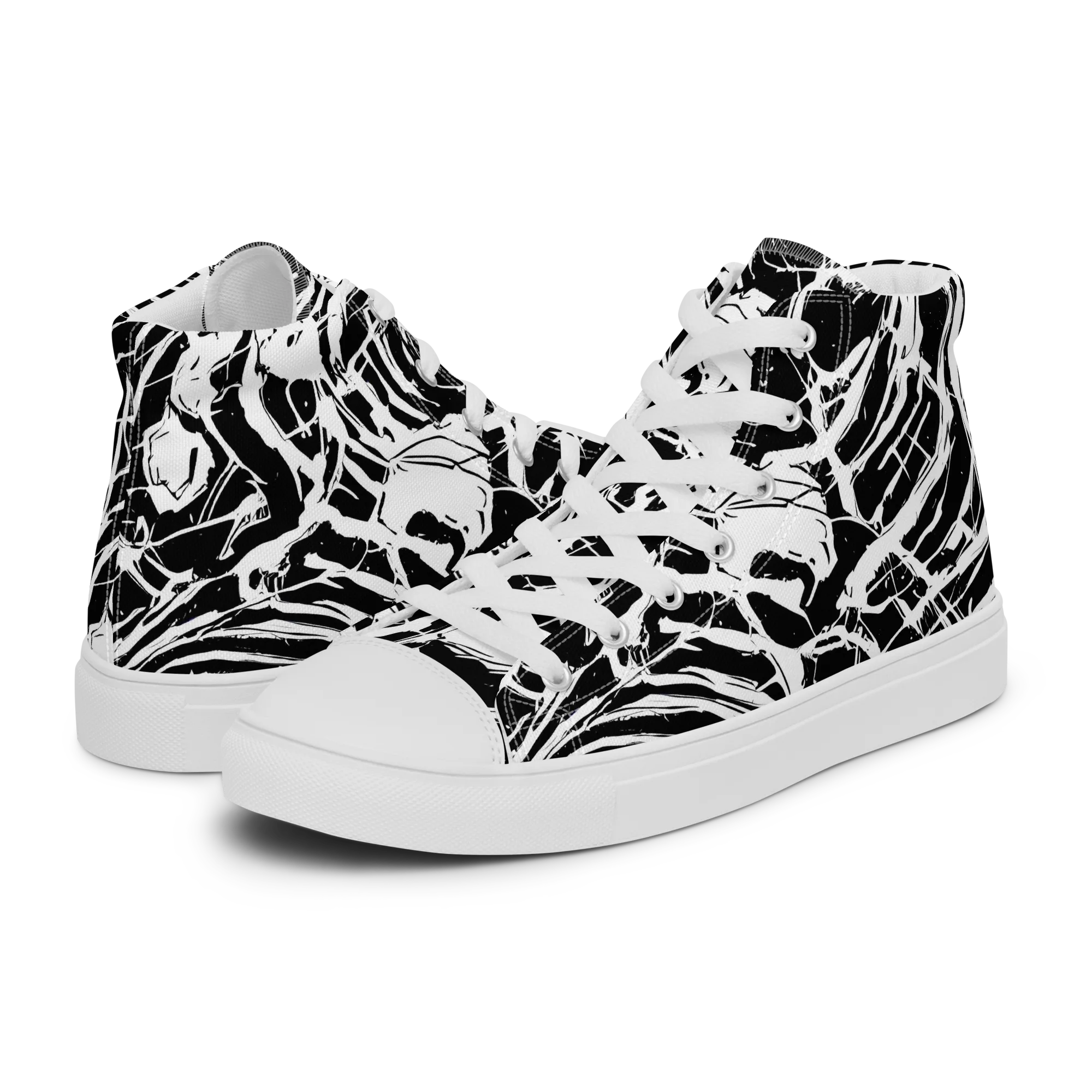 Ink Torrent on Men's High Top Canvas Shoes — Left