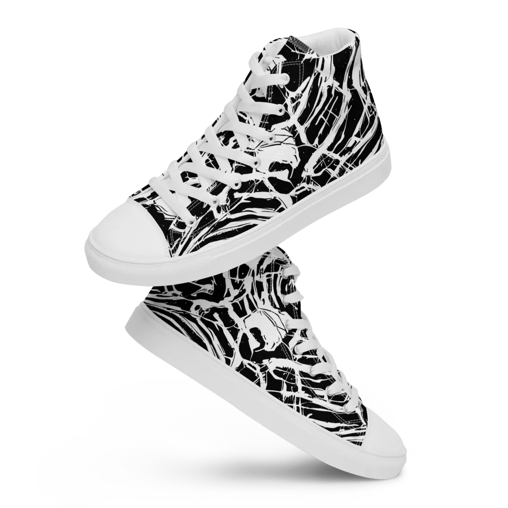 Ink Torrent on Men's High Top Canvas Shoes — Front