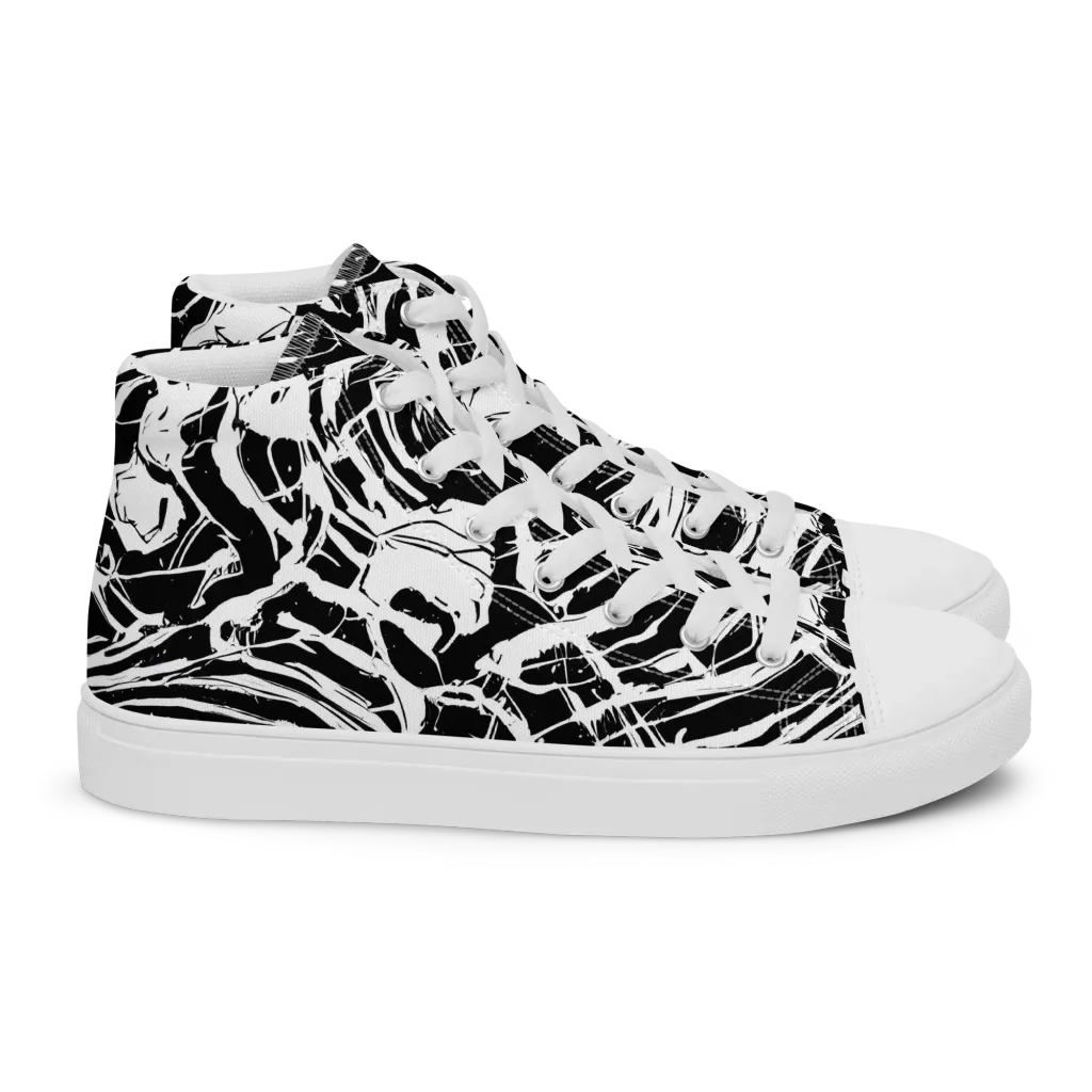 Ink Torrent on Women's High Top Canvas Shoes — Right