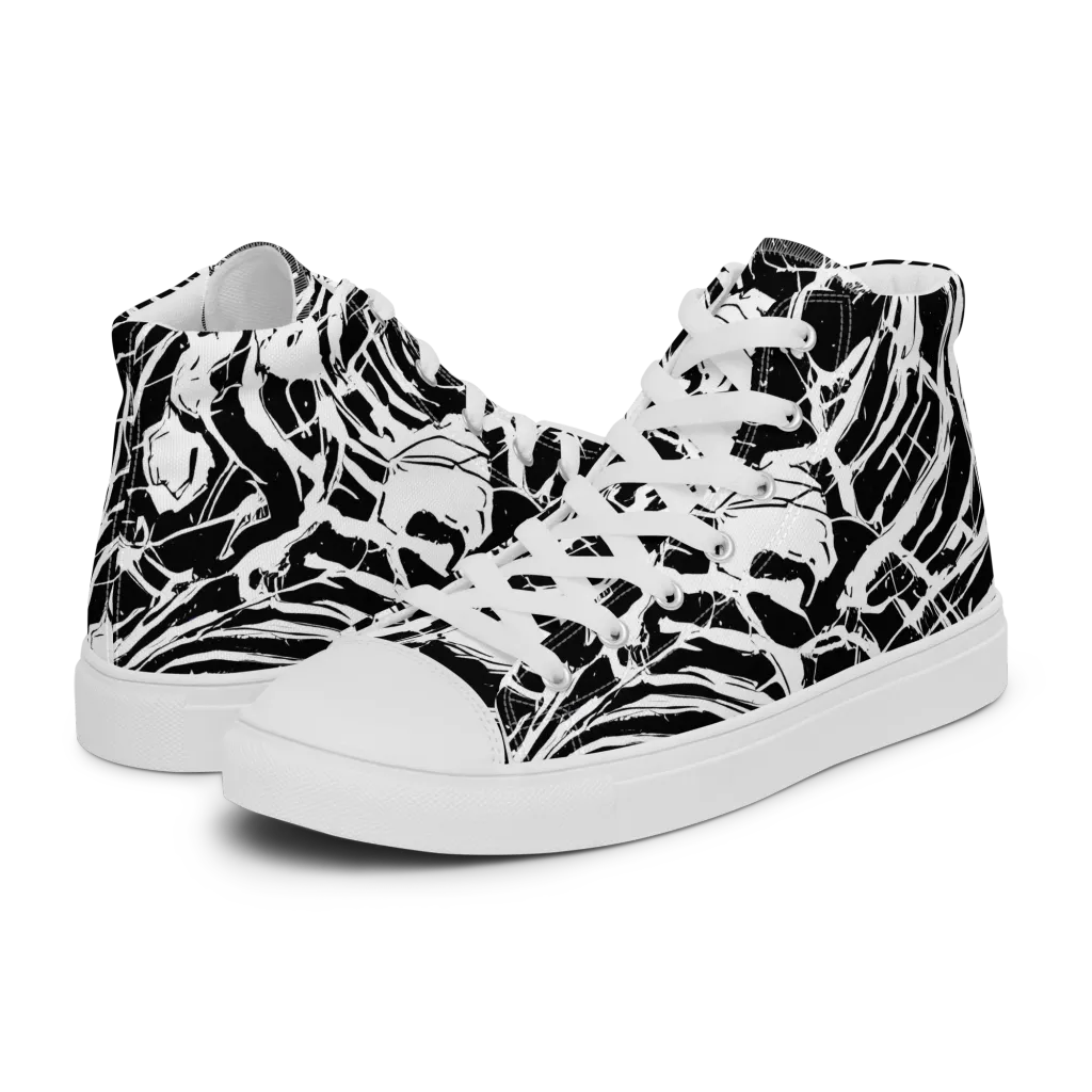 Ink Torrent on Women's High Top Canvas Shoes — Left