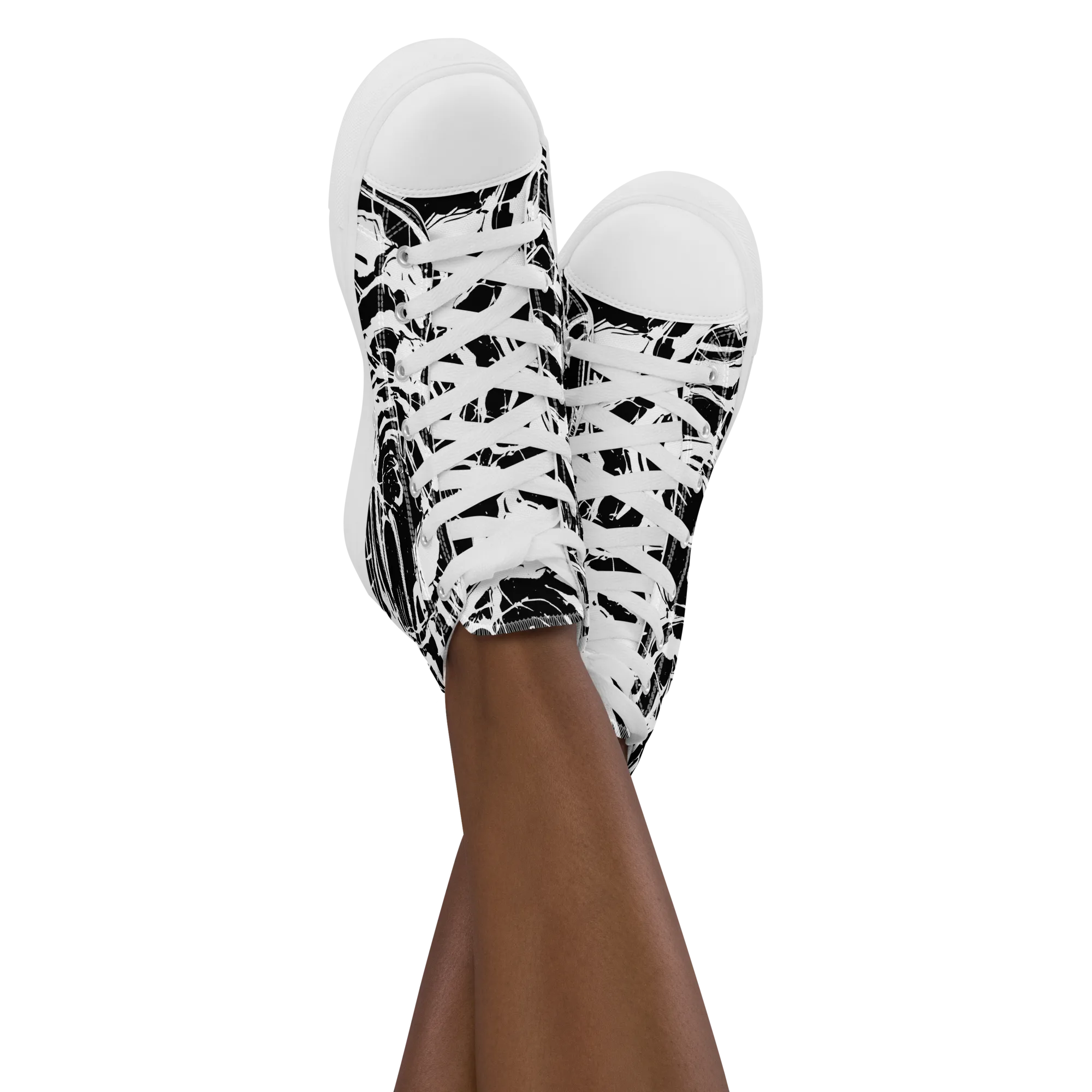 Ink Torrent on Women's High Top Canvas Shoes — Front