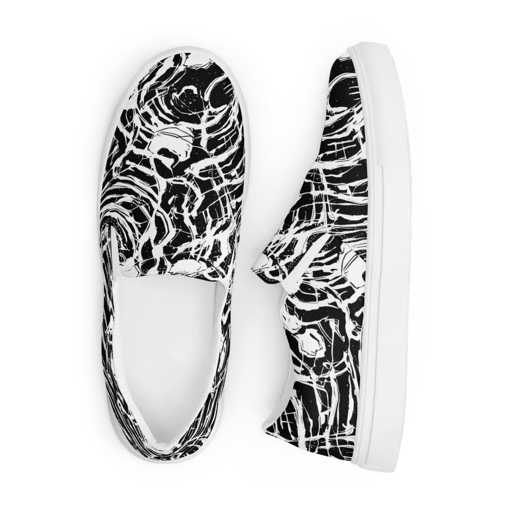 Ink Torrent on Men's Slip-On Canvas Shoes — Front