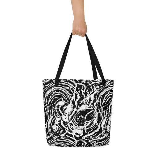 Ink Torrent on a Large Tote Bag W/ Pocket