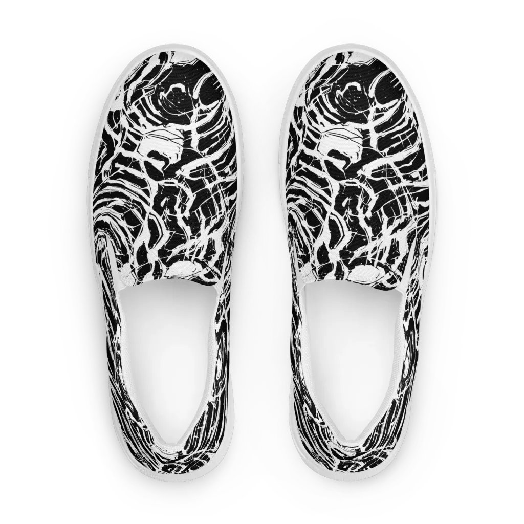 Ink Torrent on Women's Slip-On Canvas Shoes — Front