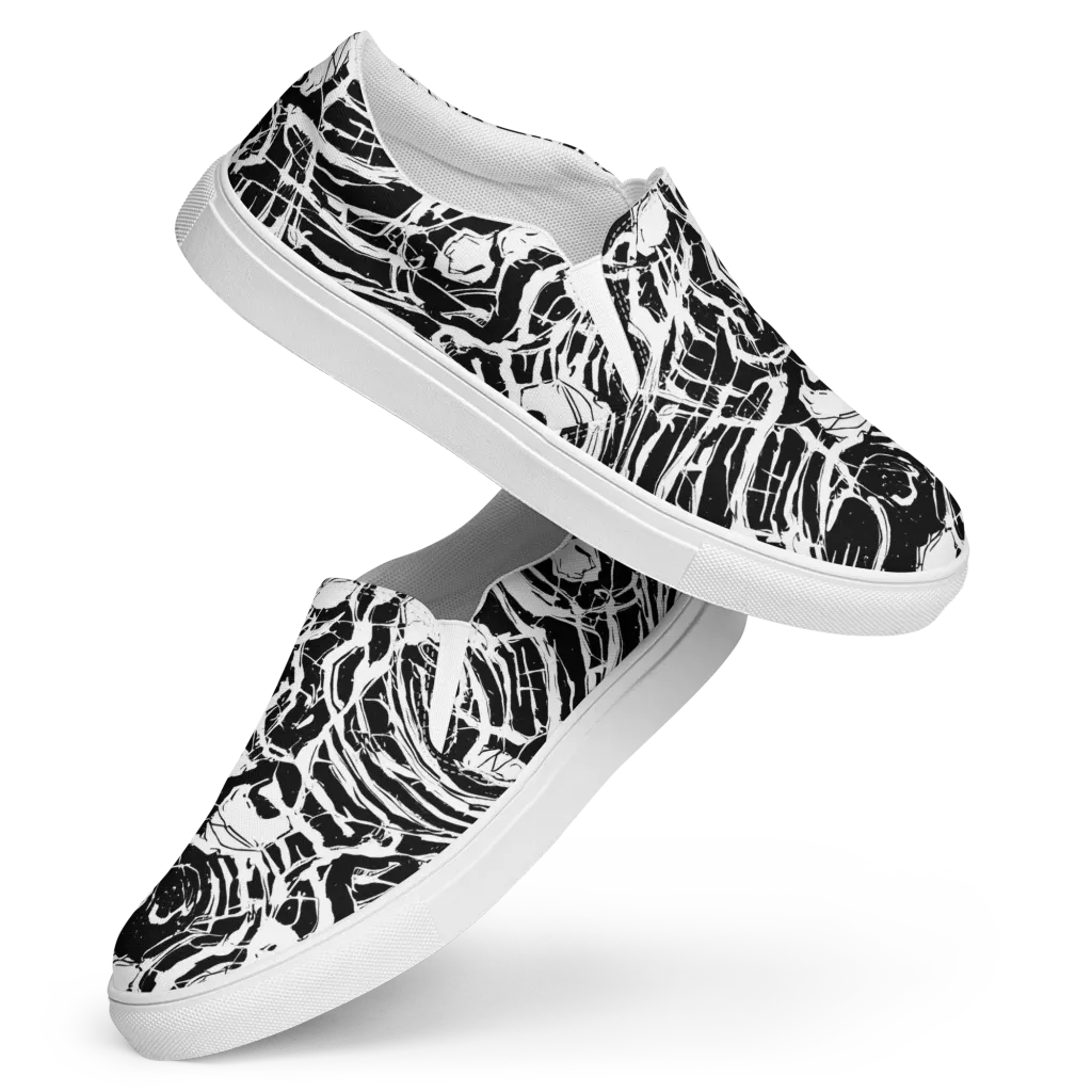 Ink Torrent on Women's Slip-On Canvas Shoes — Front