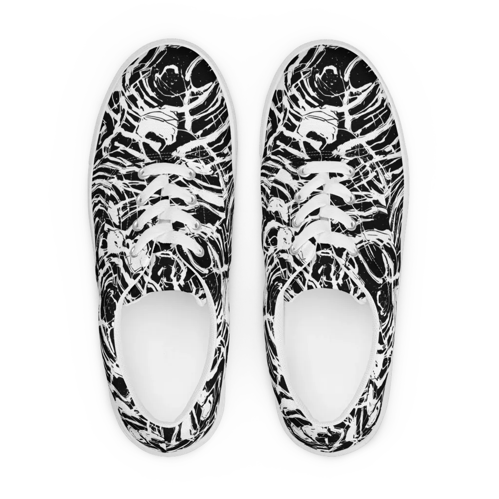 Ink Torrent on Men's Lace-Up Canvas Shoes — Front