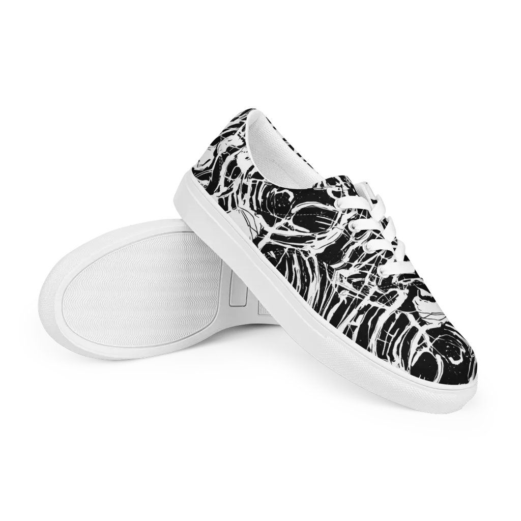 Ink Torrent on Men's Lace-Up Canvas Shoes — Right Front