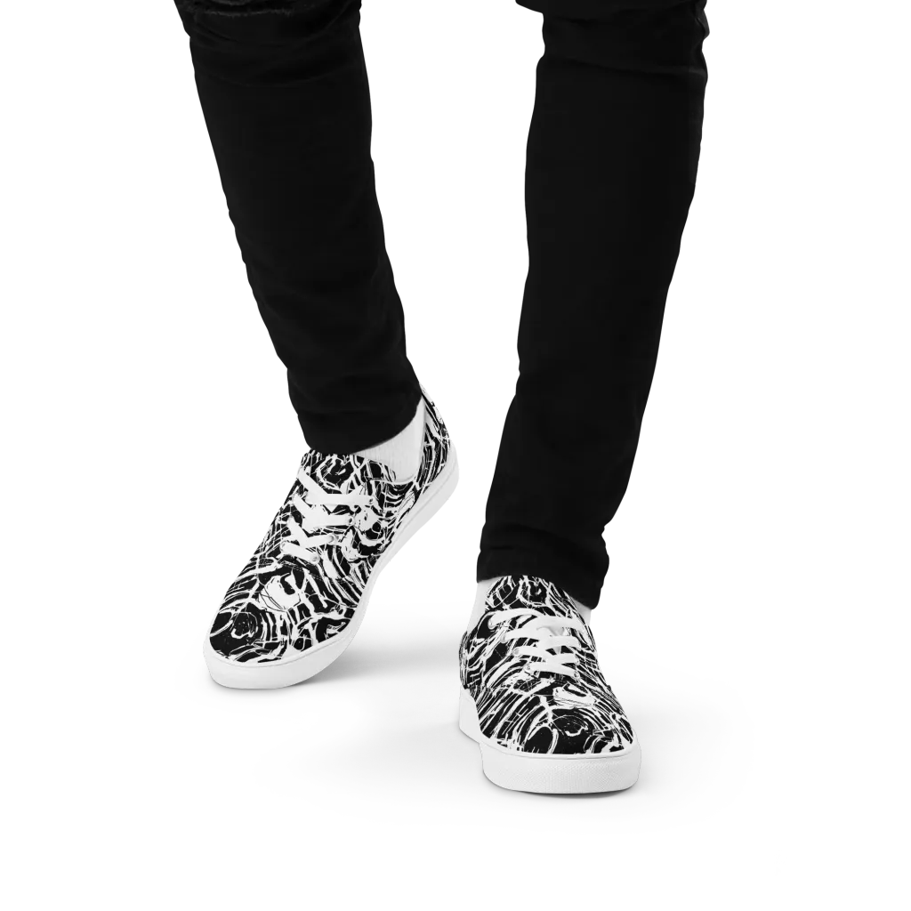 Ink Torrent on Men's Lace-Up Canvas Shoes — Front