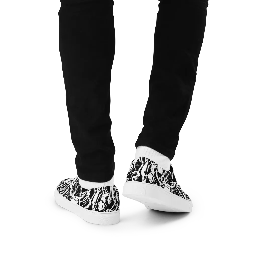 Ink Torrent on Men's Lace-Up Canvas Shoes — Back