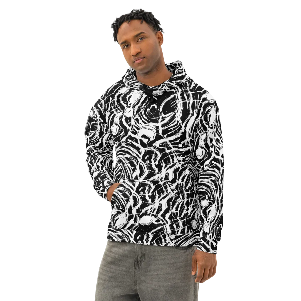 Ink Torrent on Cotton Hoodie — Left Front