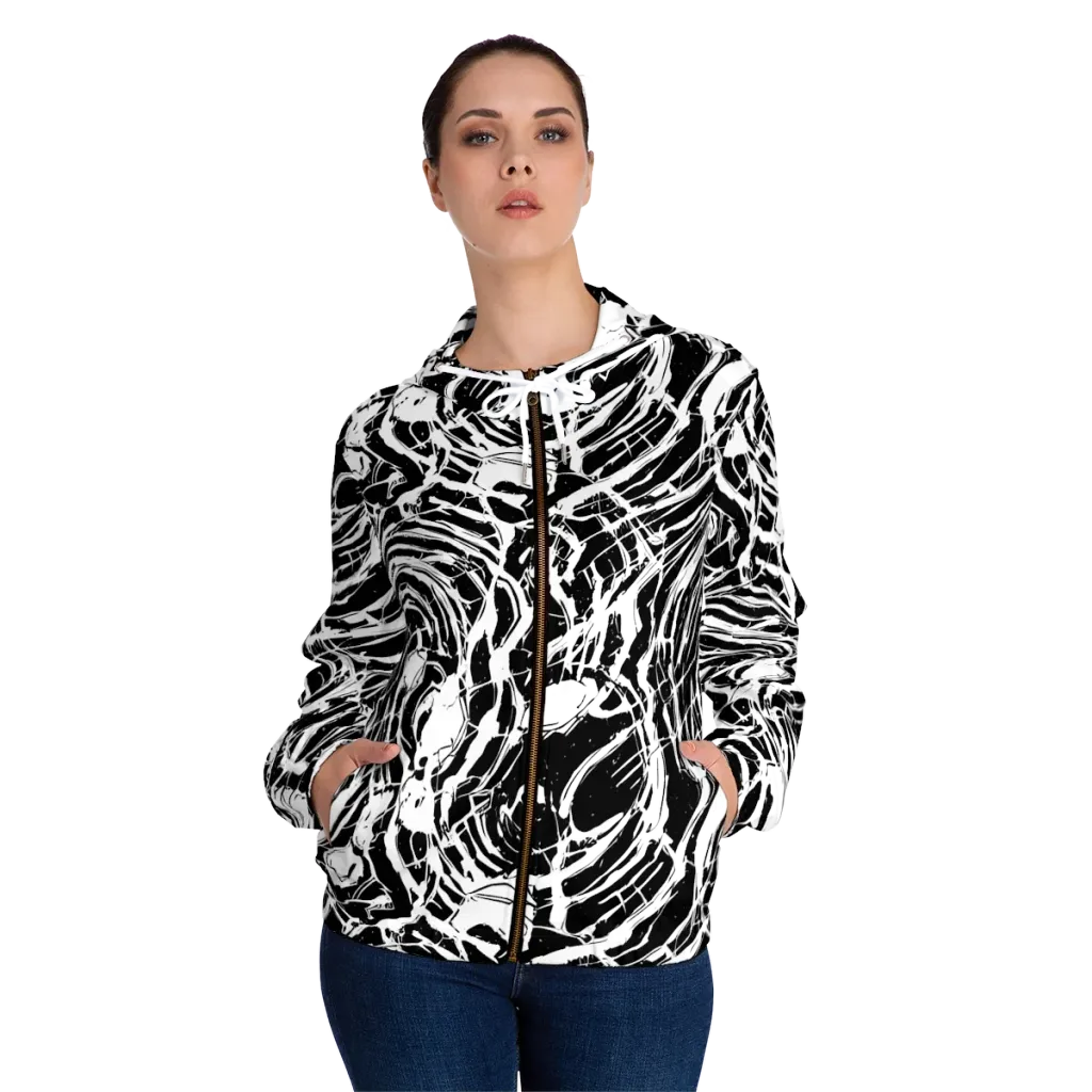 Ink Torrent on Women's Full-Zip Hoodie — Front On Person