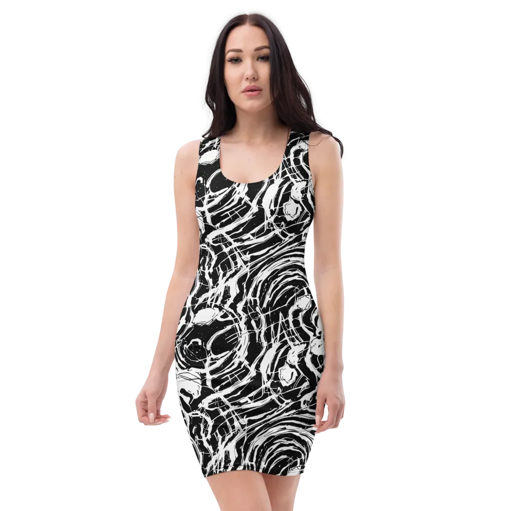 Ink Torrent on Bodycon Dress — Front