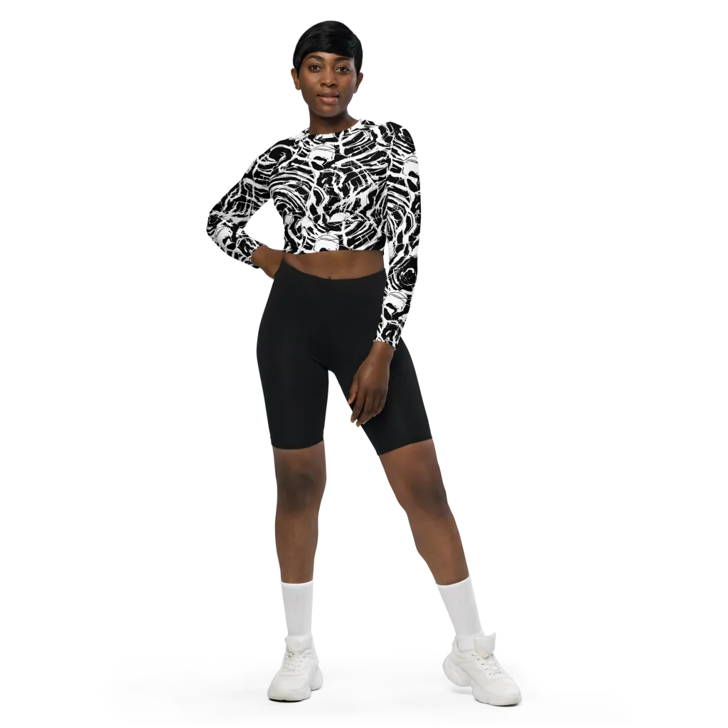 Ink Torrent on Long Sleeve Crop Top — Front
