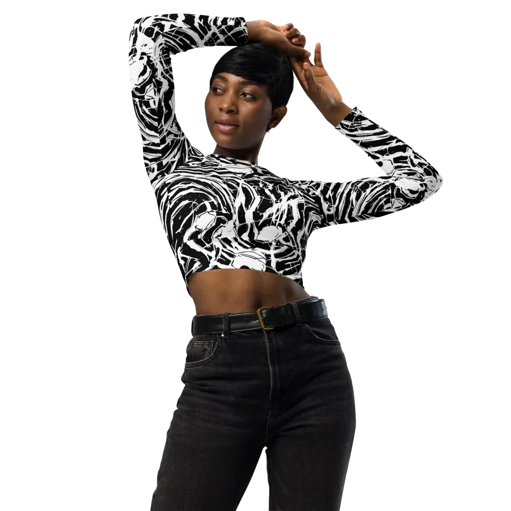 Ink Torrent on Long Sleeve Crop Top — Front
