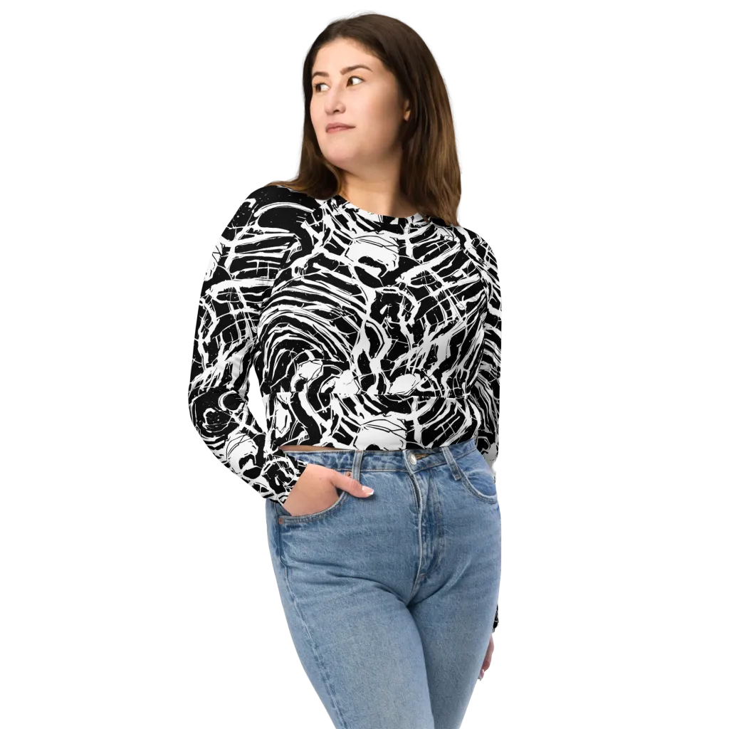 Ink Torrent on Long Sleeve Crop Top — Front